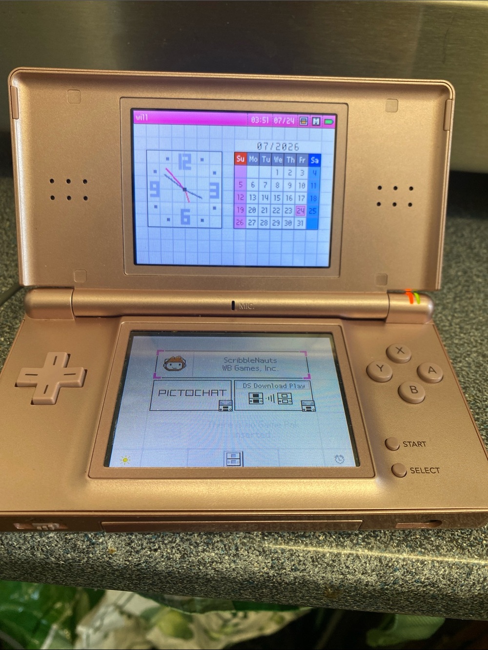 Nintendo DS Lite Handheld Console - Rose Gold With One Game Stylus And Charger